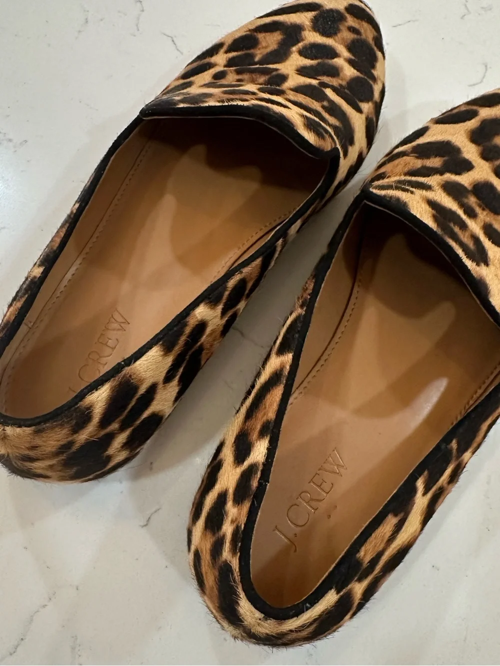 J.Crew Leopard Hide Hair Print Slip-On Women’s Loafers - Tan/Black- 8